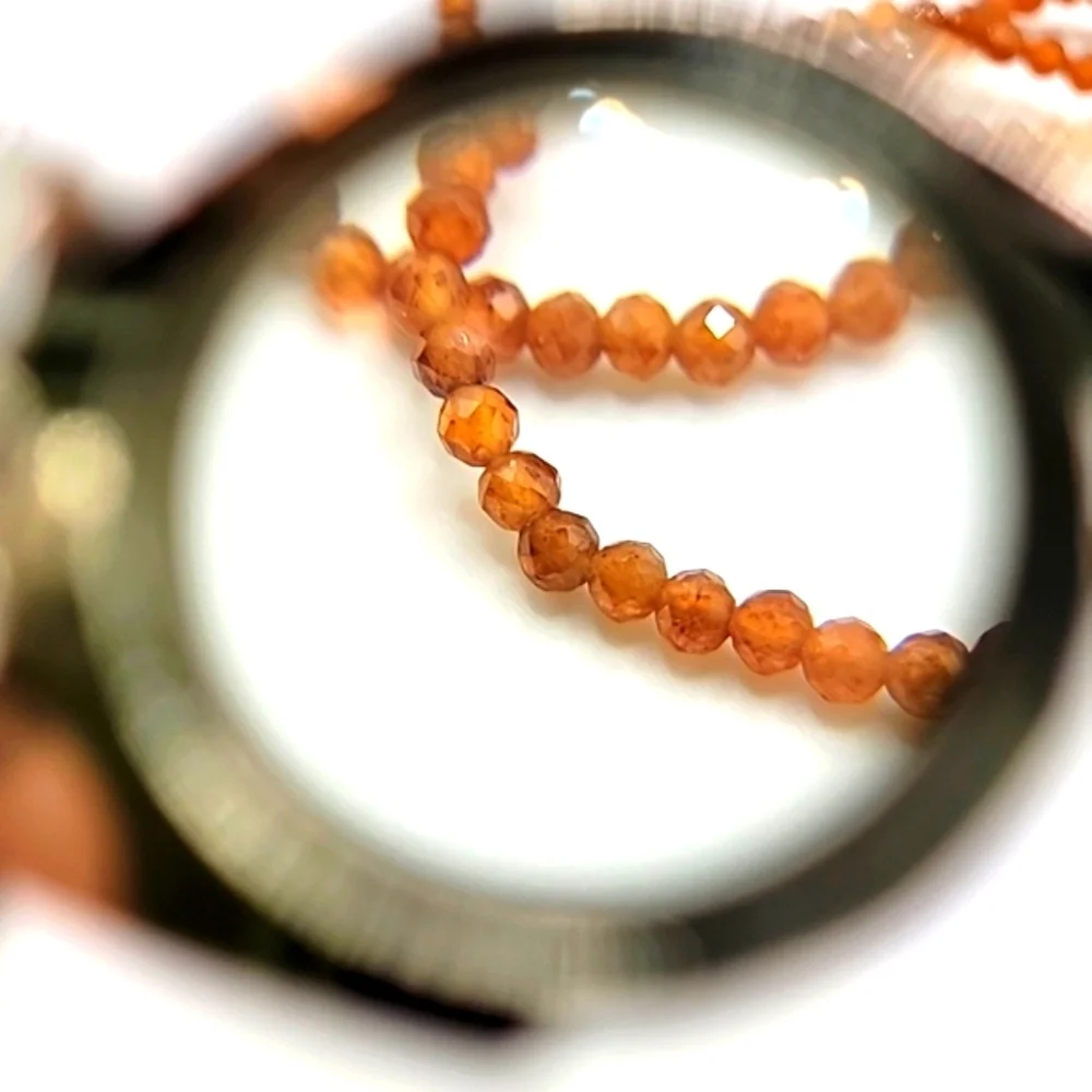 Natural Hessonite Garnet 49 Cts Round Faceted Gemstone Beaded 20